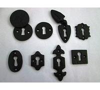 IRONMONGERY WORLD®Black Antique CAST Iron Keyhole Key Hole Plate Covers Door Lock ESCUTCHEONS (8.Small Square)