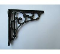 IRONMONGERY WORLD® Black Antique CAST Iron Shelf Bracket Support Book Sink Toilet Cistern Traditional Classic (Victorian Scroll 125 X 125MM)