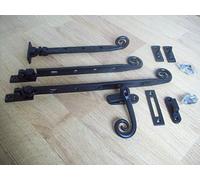 IRONMONGERY WORLD® Black Antique Iron Curly Monkey Tail Style Window Casement Stays Fastener Handles (10" INCH/250MM Stay)