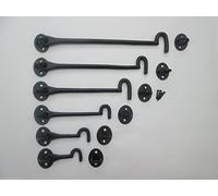 IRONMONGERY WORLD® Black Antique Plain CAST Iron Cabin Hook and Eye SHED GATE Door Latch Holder (8" INCH/200MM)