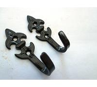 IRONMONGERY WORLD® Black Curtain TIE Back Hooks Hold Back Holdback Tassel Hooks (Small Fleur DE LYS)