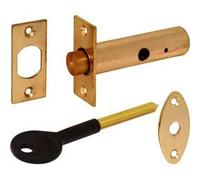 Ironmongery World Brass Door Security Rack Bolt 60mm / 2 3/8" + Screws + Key