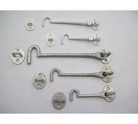 IRONMONGERY WORLD® CAST Iron GALVANISED/White Cabin Hook and Eye SHED GATE Door Latch (4"/100MM HOT DIP GALVANISED/Silver)