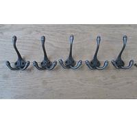 IRONMONGERY WORLD® CAST Iron Vintage Style Numbered 1-5 Set Coat Hooks School COATHOOKS Rack Board (Triple Hook)
