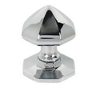 Ironmongery World Centre Door Knob Pull Handle Knob On Rose Center Door Pull Knob in 4 Options - Polished Chrome Octagonal