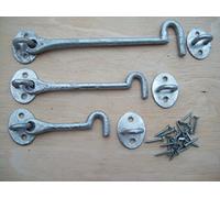 IRONMONGERY WORLD®GALVANISED CAST Iron Cabin Hook & Eye GATE Latch in Size 4 6 8" (8"/200MM)
