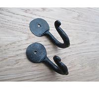 IRONMONGERY WORLD® Hand Forged Blacksmith Iron Hanging Jewellery Robe Keys Utility Cup Mug Hook - Black Beeswax (60MM Large Chunky Penny END Hook)