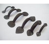 IRONMONGERY WORLD® in 2 Designs 3003 Hand Forged Wrought Iron Blacksmith Kitchen Cabinet Drawer Door Pull Handles (Leaf Spear Arrow Head Design 4")