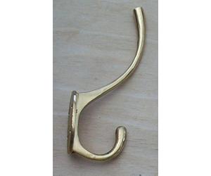 Ironmongery World in 3 Styles & 3 Finishes Hat and Coat Hooks Double Robe Hook Hanger Utility Hooks - Polished Brass - Large Coat Hook