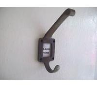 Ironmongery World Old Vintage Cast Iron Rustic Cloakroom School Label Frame Hat & and Coat Hook - Small Label Hook AI