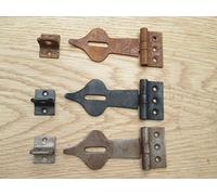 IRONMONGERY WORLD® Old Vintage Spear Head Decorative Safety HASP and Staple Door Latch Lock for Blanket Box Chest (Antique Iron)