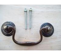 Ironmongery World Solid Antique Brass Cabinet Cupboard Drawer Drop Bar Swan Neck Pull Swing Handle