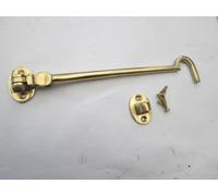 IRONMONGERY WORLD® Solid Brass Cabin Hook and Eye SHED GATE Door Latch Silent Pattern in 4 Sizes (10" INCH/250MM Polished Brass)