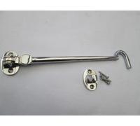 IRONMONGERY WORLD® Solid Brass Cabin Hook and Eye SHED GATE Door Latch Silent Pattern in 4 Sizes (12" INCH/300MM Polished Chrome)