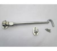IRONMONGERY WORLD® Solid Brass Cabin Hook and Eye SHED GATE Door Latch Silent Pattern in 4 Sizes (12" INCH/300MM Satin/Brushed Chrome)