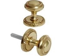 Ironmongery World®Solid Brass Georgian Round Mortice Door Knobs Pull Handles Set