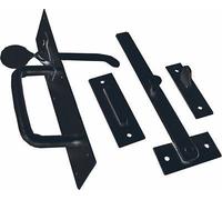 IRONMONGERY WORLD® Suffolk GATE Door Latch 7" INCH Black Weatherproof + Screws