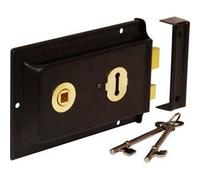 Ironmongery World®Victorian Double Handed Flanged Rim Door Lock 6" x 4"