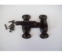 Ironmongery World Wrought Iron Black Antique Heavy Duty Cupboard Cabinet Door Catch Latch