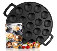 IRONO Poffertjes Pan - Mini Pancake Maker - Pancake Pan - 19 Mini Pancakes - Eggs Crepe Pan - Cast Iron