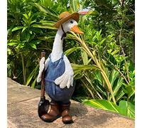 iRonrain Garden Statues Gardener Couple Duck,Indoor Outdoor Decorations Cute Ducks Art Décor Goose Figurine Ornament for Yard Home Garden Patio and Office (Male)