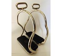IRONS DOUBLE BENT LEG SAFETY ICELANDIC STYLE OFF SET SHAPE STIRRUPS LIGHT WEIGHT STAINLESS STEEL (4.75")