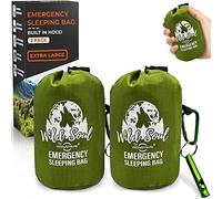 Ironstripe Bivvy Bag Emergency Sleeping Bag 2 Pack - Waterproof Survival Sleeping Bag Outdoor XL - Emergency Whistle Integrated Hood & Thermal Mylar - Tear- & Puncture Resistant Emergency Bivouac Bag