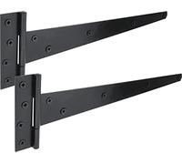 IRONTITE® 1 Pair Black T Hinges 350mm (14”), Gate Hinges for Wooden Gates Or Garden Shed Hinges, These Garden Gate Hinges are Black Coated for Lasting Weather Protection.