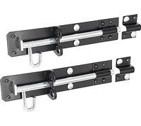 IRONTITE® 2 Pack Black Brenton Bolt Gate Bolt 200mm (8"), Ideal Door Bolt Lock for Gates, Sheds, Barns etc. Heavy Duty Gate Lock Bolts. Garden Gate Bolts for Wooden Gates Including Fixings.