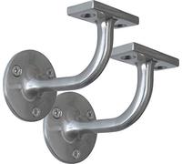 IRONTITE 2X Satin Chrome Handrail Brackets, Heavy Duty Banister Rail Brackets, Suits Wood Or Metal Stair Banister Rails, Perfectly Finishing The Look of Your Hand Rail (2 Pack), Silver