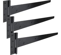 IRONTITE® 3 Pack Black T Hinges 350mm (14"), Gate Hinges for Wooden Gates or Garden Sheds, Black Coated for Weather Protection