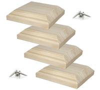 IRONTITE® 4x Wooden Fence Post Tops 4" Plain 4x4, Newel Post Cap Fence Toppers To Suit 100mm (4") Square Fence Newel Posts. Protect Your Posts With This Wood Fence Post Protector (UNTREATED)