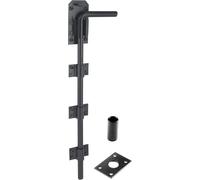 IRONTITE® Black Gate Drop Bolt, Heavy Duty Gate Drop Bolts for Wooden Gates, Surface Mounted Gate Bolt Ideal for Garage Doors and Gates, 450mm (18").