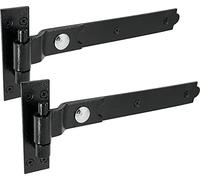 IRONTITE® Cranked Black Gate Hinges Heavy Duty 300mm (12"), Hook and Band Gate Hinges for Wooden Gates. Cranked Hinges with Fixings Included. (Black)