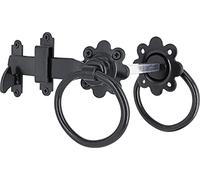 IRONTITE® Ring Gate Latch, Heavy Duty Gate Latch for Wooden Gates, Auto Garden Gate Latch Ideal for Keeping Garden Gates and Doors Shut, Opened from Either Side of Gate (Black)