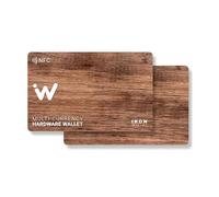 IronWallet NFC Card - Pack of 2 - Wood Style Cold Crypto Wallet - Iron Wallet designed for Bitcoin, Ethereum & more - Offline hardware secure smart wallet - Coin Storage - Save your seed phrase