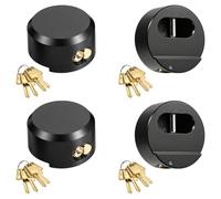 IRONWALLS 4-Pack Puck Locks Keyed Alike, 2-7/8" Hidden Shackle Padlocks, Shackle Opening 1.9"(L) x 0.9"(W) x 1.4"(D), Black Solid Steel Puck Lock Set for Trailers, Trucks, 16pcs Keys, Without Hasp