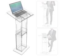 IRONWALLS Clear Podium Stand Adjustable Height 33.5"-45.3", Acrylic Podium