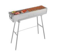 IRONWALLS Portable Charcoal Grills, 32" x 8" Stainless Steel Folded Camping Grill Kebab Skewer BBQ Barbecue Grill Kit for Garden Backyard Party Picnic Travel Home Outdoor Cooking Use
