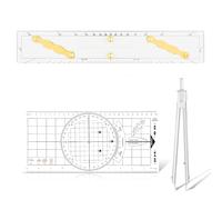 Ironwarrior 3 Pcs Basic Navigation Set,Including 15inch Parallel Ruler with Brass Arms, Nautical Protractor, and 6 Inch Marine Fixed Points Divider, Marine Accessories with Clear Scales for Boat