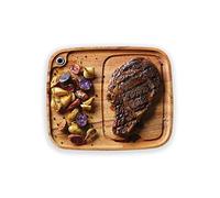 Ironwood Gourmet Fort Worth Steak Plate with Juice Channel, Acacia Wood 13 x 11 x 0.75 -inches