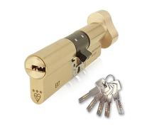 IRONWORX® Spectre Brass 35mm (Turn) / 40mm (Key) (75mm) Maximum-Security Police Approved TS007 BSI 3 Star Euro Cylinder Door Lock with Escape Thumb Turn Function, Includes 5X Keys