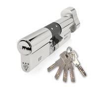 IRONWORX® Spectre Nickel 35mm (Turn) / 35mm (Key) (70mm) Maximum-Security Police Approved TS007 BSI 3 Star Euro Cylinder Door Lock with Escape Thumb Turn Function, Includes 5X Keys
