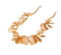 Irregular 3D Flower Pendant Necklace For Women, Layered Metal Petal Beach With Adjustable Chain(Gold)