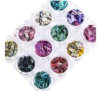 Irregular Abalone Seashell Slices, 12 Color 3D Nail Art Shell Piece Nail Patch Mermaid Flakes Nail Art Decoration Sequins Decals