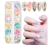 Irregular Abalone Seashell Slices, 3D Nail Art Shell Piece Nail Art Decorations UV Gel Flake Mermaid Nail Sequins