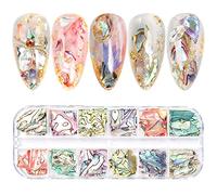Irregular Abalone Seashell Slices, 3D Nail Art Shell Piece Nail Art Decorations UV Gel Flake Mermaid Nail Sequins