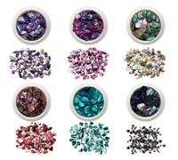 Irregular Abalone Seashell Slices, 6 Boxes Colorful Nail Art Shell Flakes Abalone Shell Pieces Nail Stones 3D Nail Art Decorations Accessories for Nail Design DIY Crafts (Multi-Colored A)