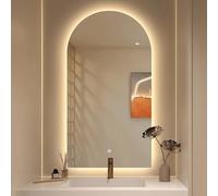 Irregular Arch LED Bathroom Mirror, Frameless Wall Mirror, HD Vanity Mirror with 3 Color Lighting, Touch Control, Decorative Backlit Mirror for Modern Home Decor