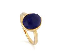 Irregular B Gem Lapis Lazuli Ring in Yellow Gold Plated Sterling Silver